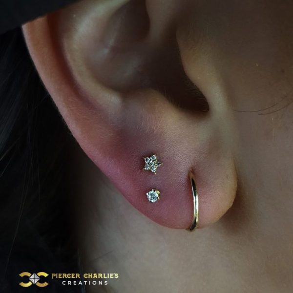 Pave Star and Prong Set Swarovski Zirconia on this Stacked Lobe