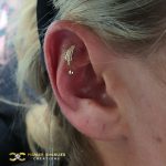 Flat and Outer Conch Piercings with Yellow Gold