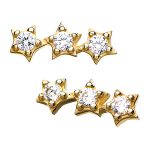 3-Star Cluster Push-In Stud Earring, 14k Yellow Gold