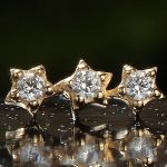 3-Star Cluster Push-In Stud Earring, 14k Yellow Gold