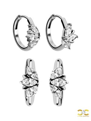 Marquise Fan Clicker Earring, Steel