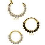 Prong Pave Daith Clicker Earring, 18k Yellow Gold