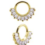 Baguette Fan Daith Clicker Earring, 18k Yellow Gold