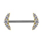 Nipple Barbell 5 Cluster, Push-In, 18k Yellow Gold
