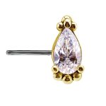 Nipple Barbell Beaded Drop, Push-In, 18k Yellow Gold