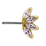 Nipple Barbell Marquise Fan, Push-In, 18k Yellow Gold