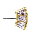 Nipple Barbell Baguette Fan, Push-In, 18k Yellow Gold