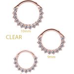 Prong Pave Daith Clicker Earring, 18k Rose Gold