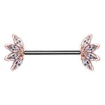 Nipple Barbell Marquise Fan, Push-In, 18k Rose Gold
