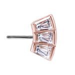 Nipple Barbell Baguette Fan, Push-In, 18k Rose Gold