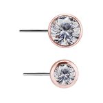 Nipple Barbell Bezel Gems, Push-In, 18k Rose Gold