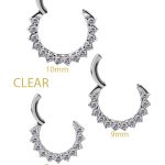 Prong Pave Daith Clicker Earring, 18k White Gold