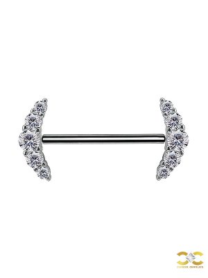 Nipple Barbell 5 Cluster, Push-In, 18k White Gold