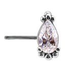 Nipple Barbell Beaded Drop, Push-In, 18k White Gold