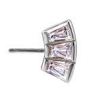 Nipple Barbell Baguette Fan, Push-In, 18k White Gold