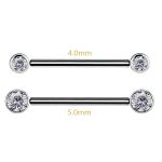 Nipple Barbell Bezel Gems, Push-In, 18k White Gold