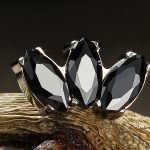 3-Marquise Fan Threaded Stud Earring, Titanium