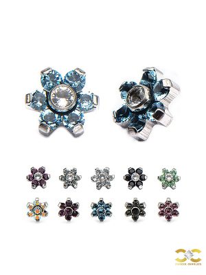 CZ Flower Threaded Stud Earring, Titanium