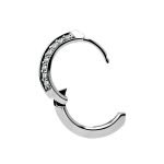 Double Row Pave Clicker Earring, Steel
