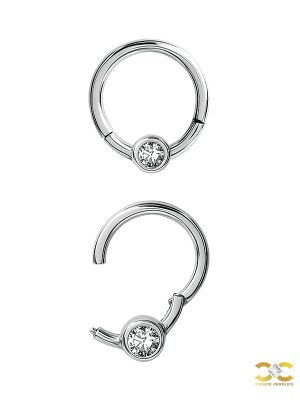 Bezel Gem Clicker Earring, CoCr NF