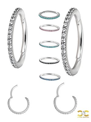 Pave Ring Eternity Clicker Earring, Conch Ring, 16ga, CoCr NF
