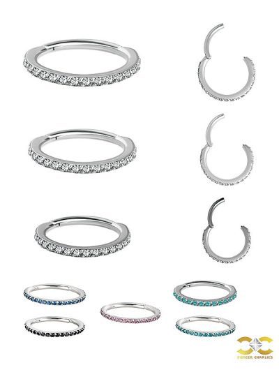 Pave Ring Eternity Clicker Earring, 16g, Small, CoCr NF