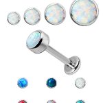 Created Opal Push-In Stud Earring, Titanium