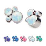 4-Created Opal Cluster Threaded Stud Earring, Titanium, Mini Accents