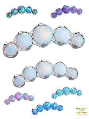 Prium Opal Cluster Push-In Stud Earring, Titanium