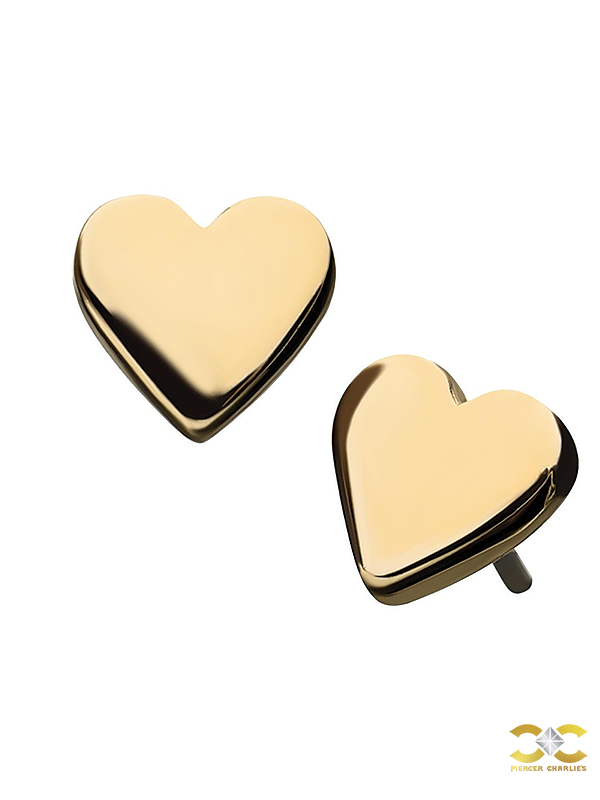 Love Heart Push-In Stud Earring, 14k Yellow Gold