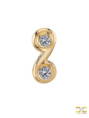 BVLA Diamond Double Swirl Push-In Stud Earring, 14k Yellow Gold