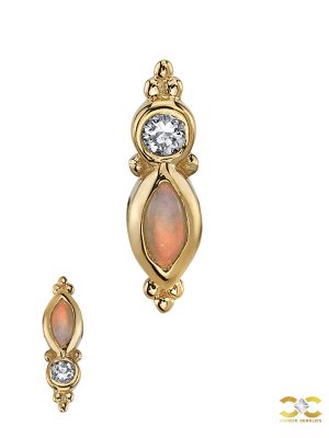 BVLA Diamond Mai Marquise Threaded Stud Earring, 14k Yellow Gold