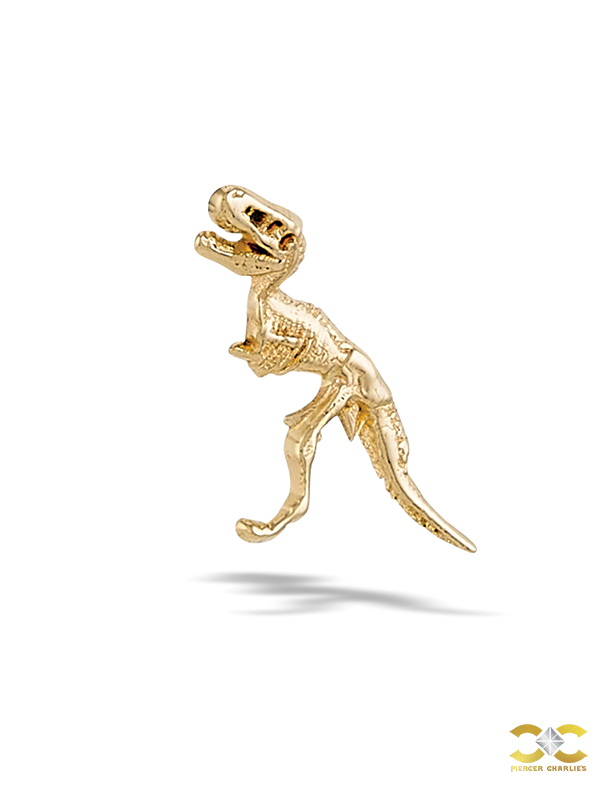 BodyGems T-Rex Threaded Stud Earring, 14k Yellow Gold