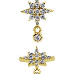 Pave Northern Star Threaded Stud w Dangle, 10mm, 18k Yellow Gold