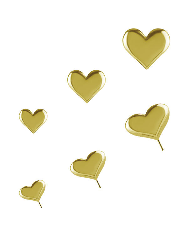 Love Heart Push-In Stud Earring, 18k Yellow Gold