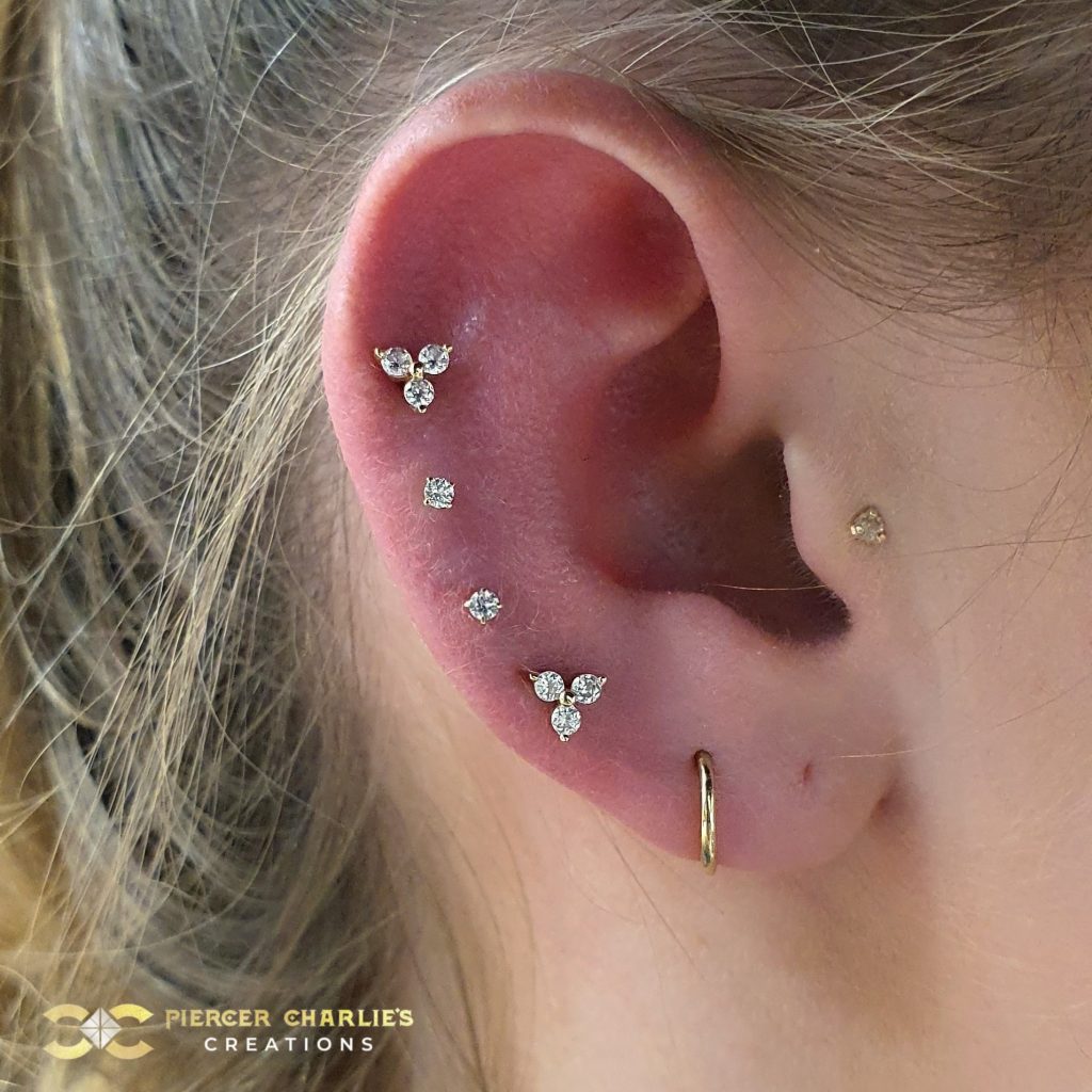 Push Through Earring Prong Set Premium Zirconia Push-In Stud Earring, 18k Yellow Gold