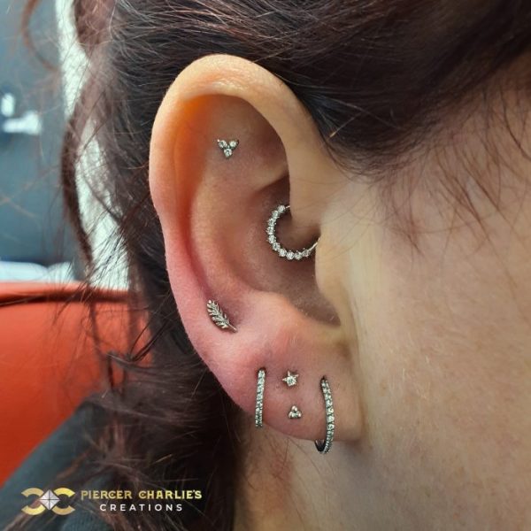 Stacked Lobe in Steel and White gold
