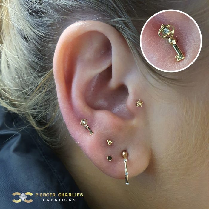 Rose gold barbell on sale earring