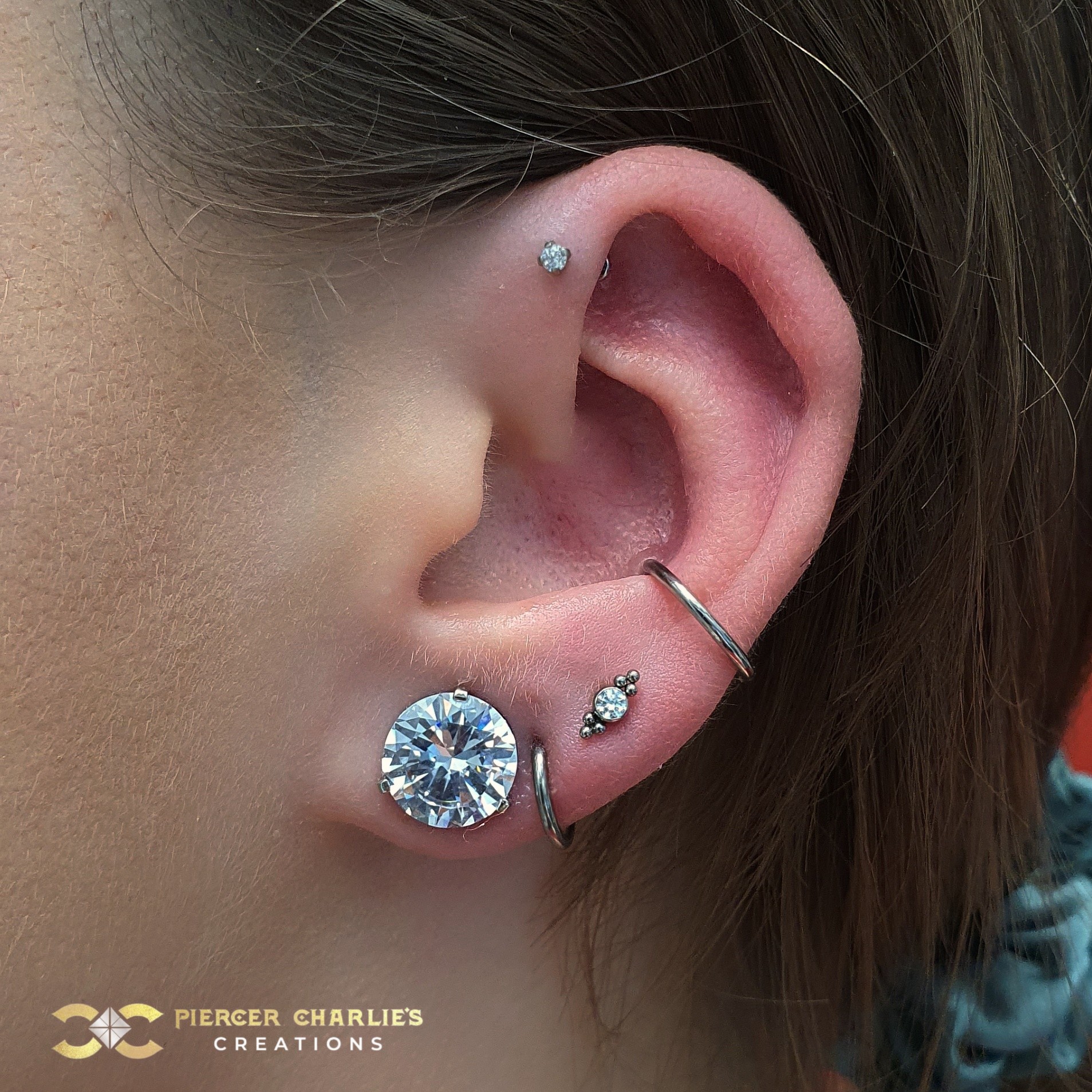 Lobe Piercing | Piercing Ideas - Piercer Charlie's Creations