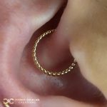Yellow Gold Rope Clicker in the Daith