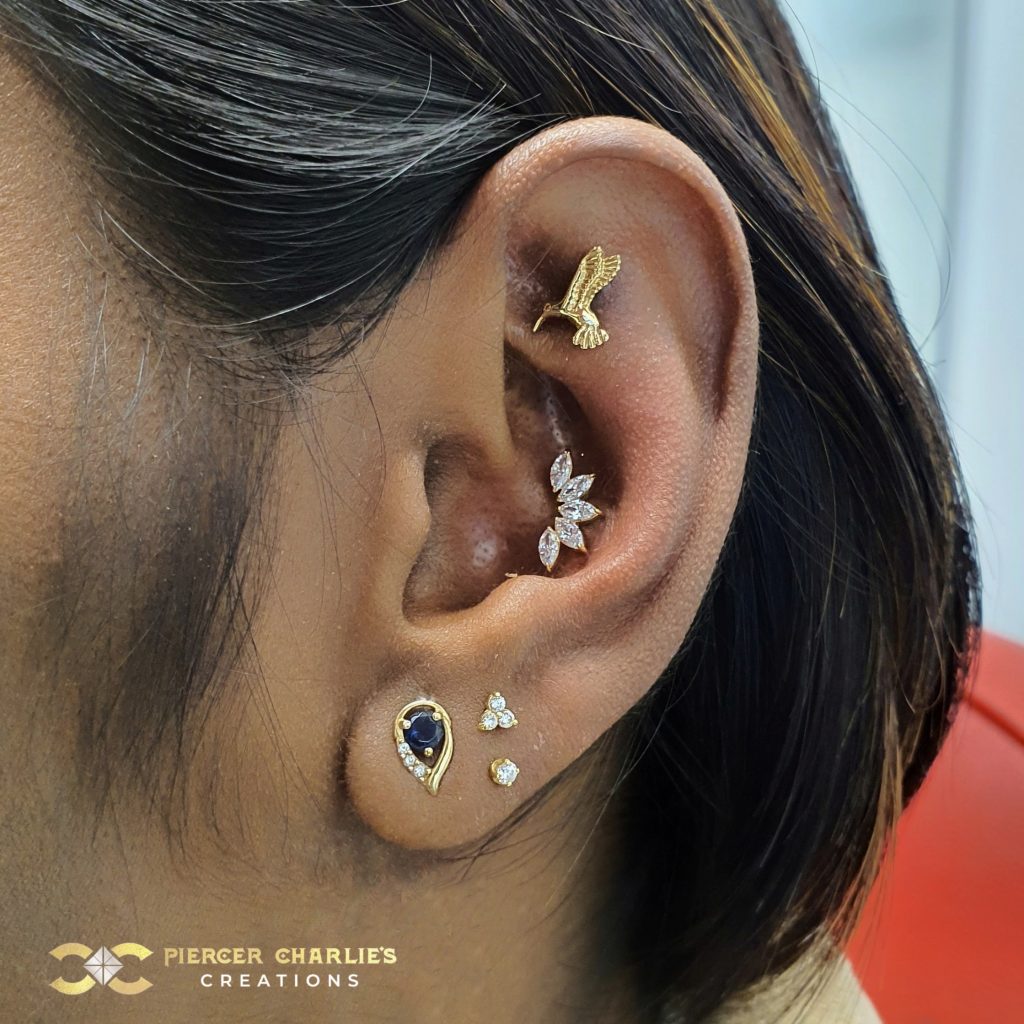 Push Through Earring Trinity Push-In Stud Earring, 18k White Gold
