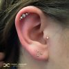 Sparkly Helix Piercing with a delicate Lobe combination