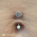 Floating Navel Piercing with White Gold Pave Flower