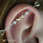 Custom Industrial Bar with 14k Gold Dragonfly