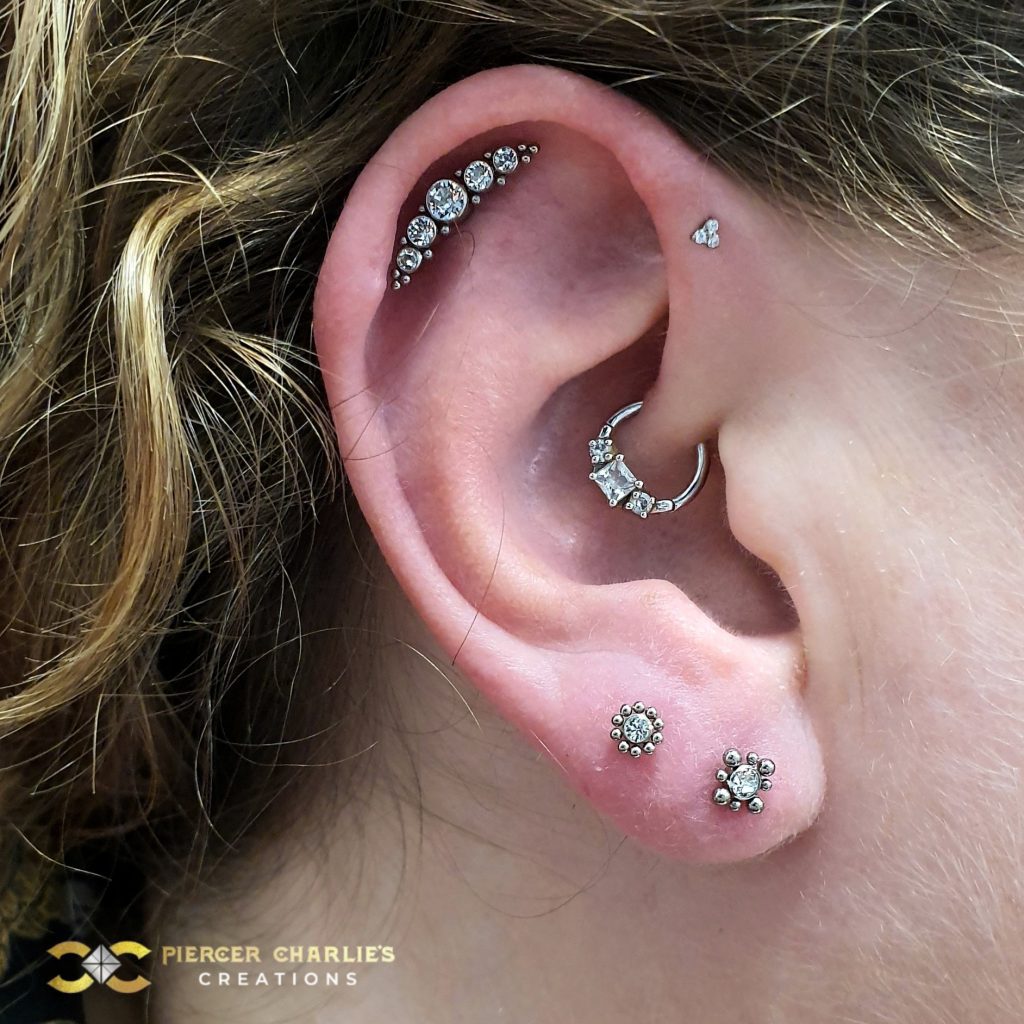 Push Through Earring Trinity Push-in Stud Earring, Titanium