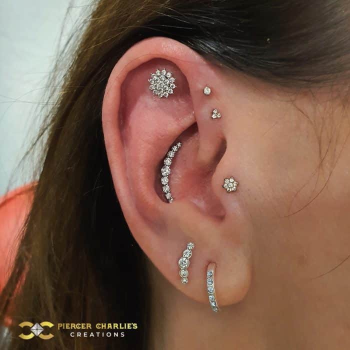 Helix earring deals piercing