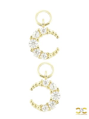 Pave Moon Charm for Clicker Hoop, Small, 9k Yellow Gold
