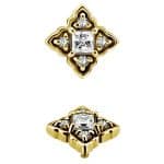 4-Petal Square Flower Threaded Stud, 18k Yellow Gold