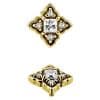 4-Petal Square Flower Threaded Stud, 18k Yellow Gold