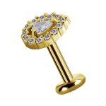 Pave Pear Threaded Stud, 18k Yellow Gold